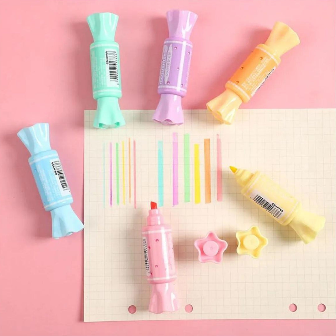 Şeker Şekilli Pastel Fosforlu Kalem Seti