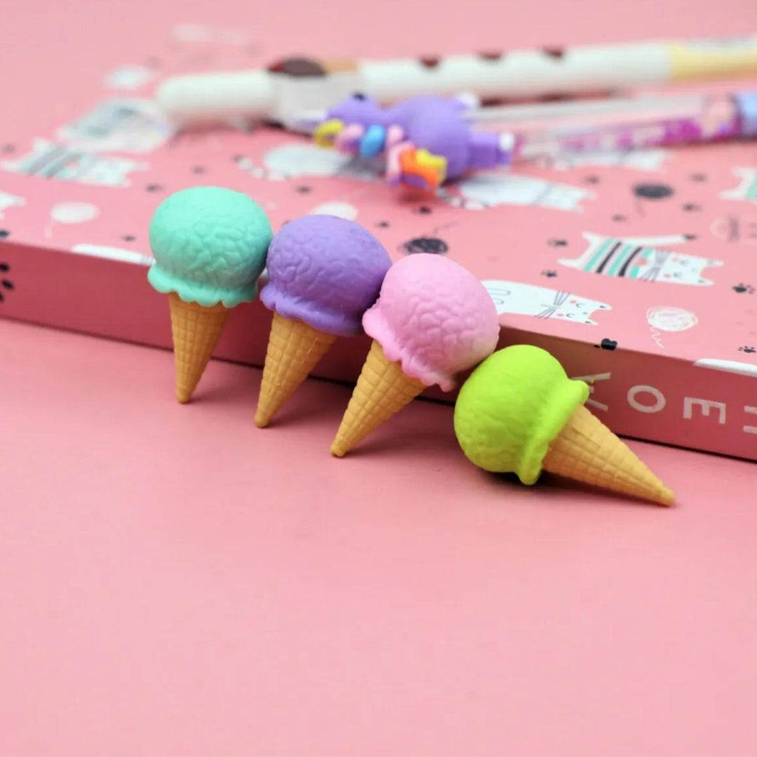 Ice Cream Cone Shaped Eraser Set